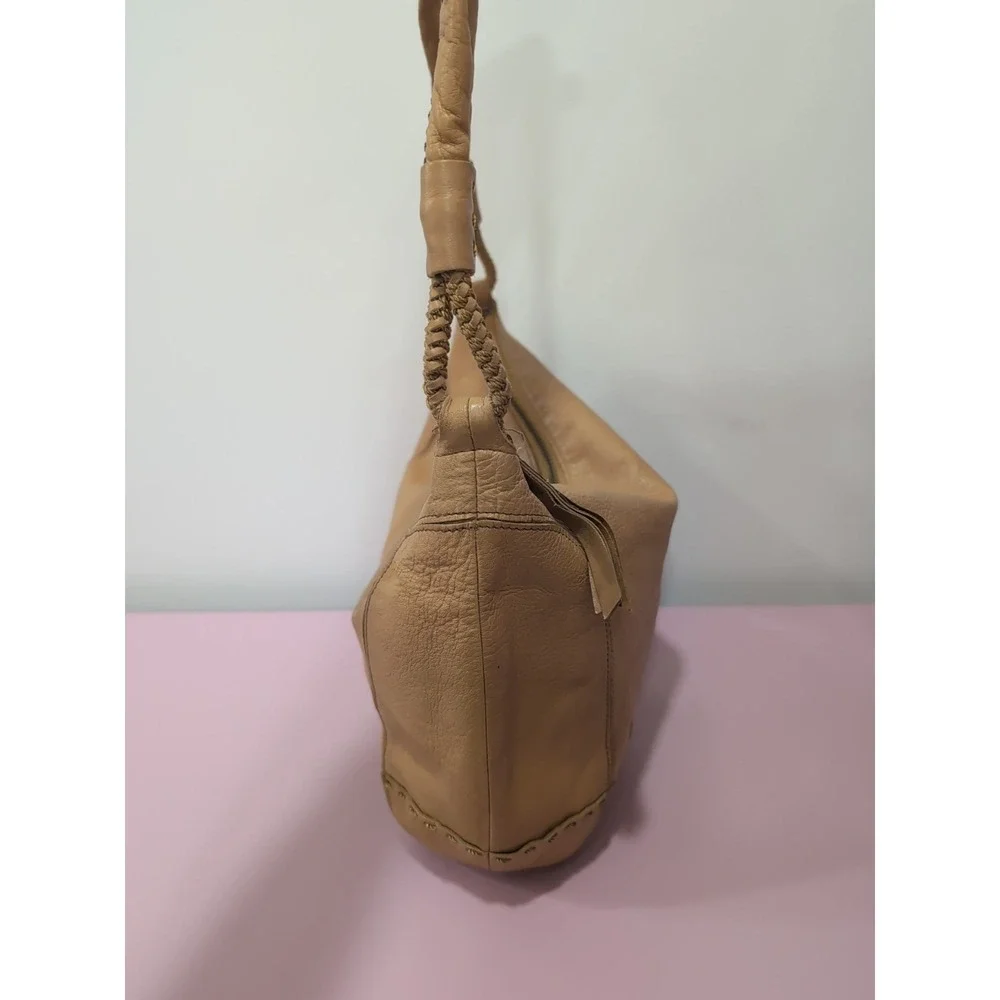 The Sak Sequoia Leather Hobo Shoulder Bag Purse Golden Tan Color